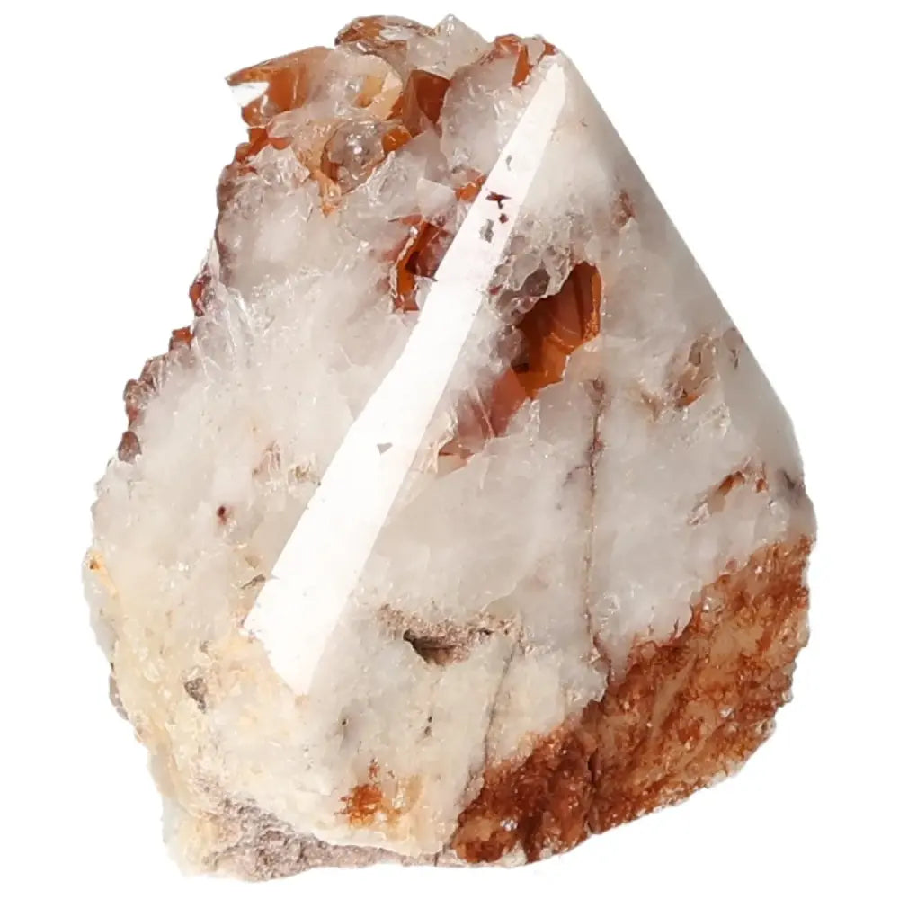 Polished Tangerine Quartz Point from Sylvia Crystals, showcasing vibrant tangerine hues and superior quality.