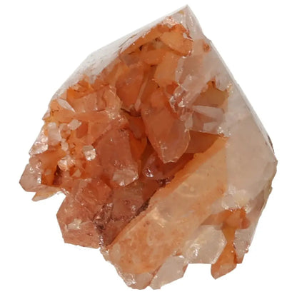 Polished Tangerine Quartz Point from Sylvia Crystals, showcasing vibrant tangerine hues and luxury craftsmanship.