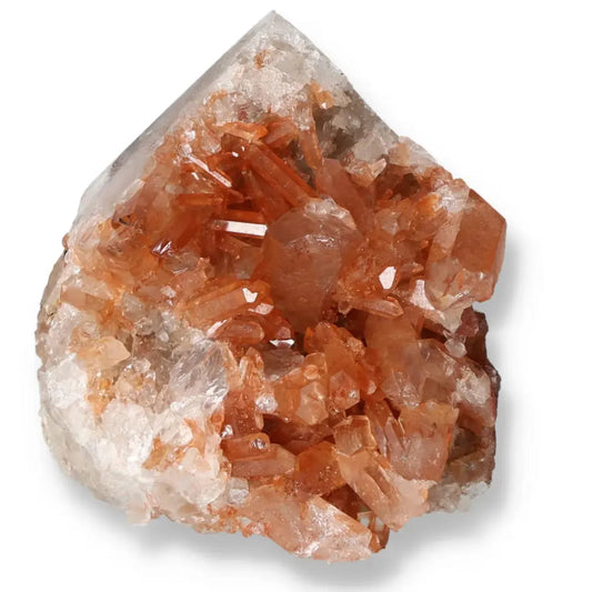 Polished Tangerine Quartz Point crystal with vibrant hue, ideal for spiritual enhancement and energy work.