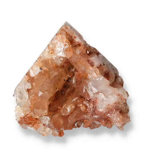 Polished Tangerine Quartz Point by Sylvia Crystals, vibrant orange crystal to enhance creativity and inspire positive transformation.