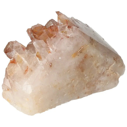 Polished Tangerine Quartz Point from Sylvia Crystals, showcasing vibrant hues and natural hematite inclusions for captivating allure.