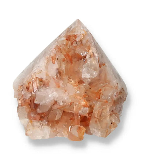 Polished Tangerine Quartz Point from Sylvia Crystals featuring radiant orange hues for energy enhancement.
