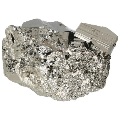Polished pyrite cube with metallic luster, showcasing radiant energy and grounding power for decorative and spiritual use.