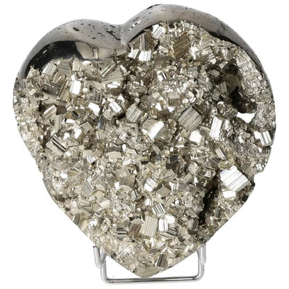 Polished pyrite heart shape showcasing golden luster and grounding energy, perfect for elevating space and ambiance.