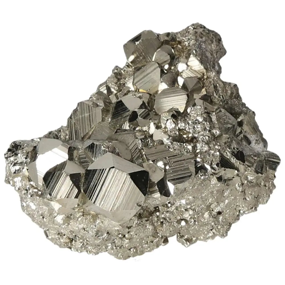 Superior quality pyrite cluster showcasing natural geometric and metallic luster formations.