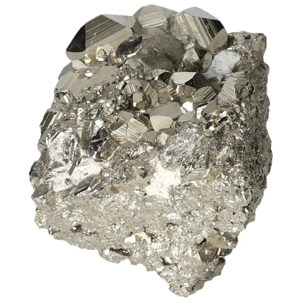Superior quality pyrite cluster with geometric formations and metallic luster, showcasing natural cubic structure.