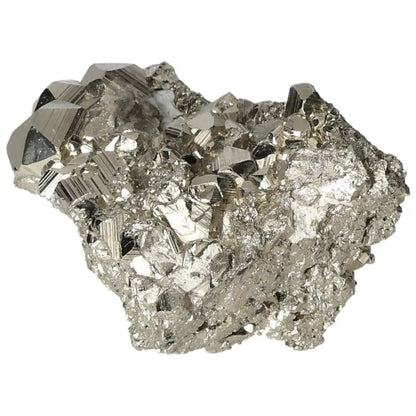 Superior quality pyrite cluster with natural cubic formations and metallic luster, showcasing geometric brilliance in natural form.