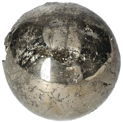 Polished pyrite sphere 10 cm showcasing golden luster and grounding energy, perfect for elevating space with radiant design.