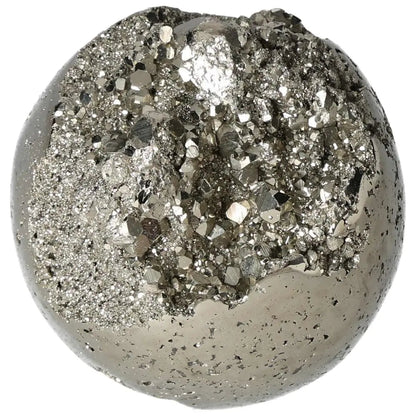 Polished 8 cm pyrite sphere showcasing brilliant golden luster and grounding energy, perfect for elevating any space.