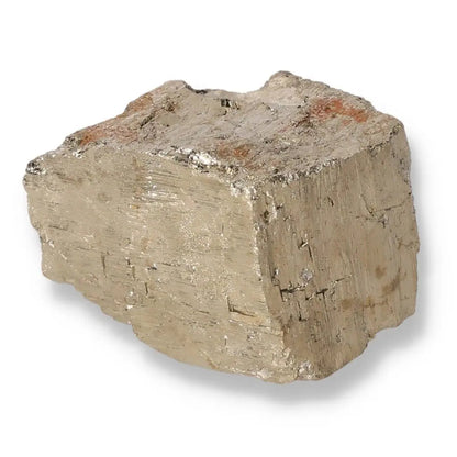Pyrite mineral with golden hue and metallic luster, known as "Fool's Gold," symbolizing wealth and prosperity.