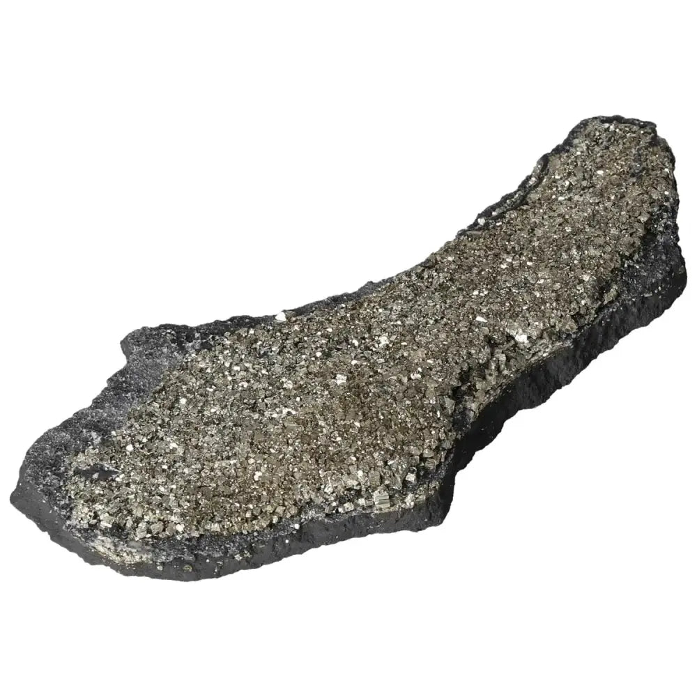 Pyrite with basalt crystal combines sparkling pyrite and grounding basalt, offering luxury and spiritual depth from Sylvia Crystals.