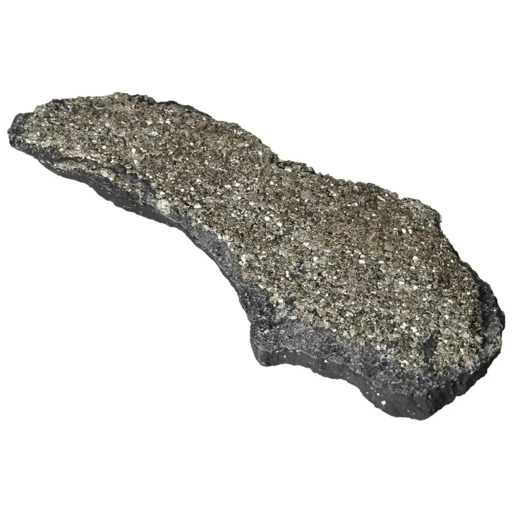 Glistening Pyrite with Basalt crystal from Sylvia Crystals, showcasing luxury and spiritual depth.