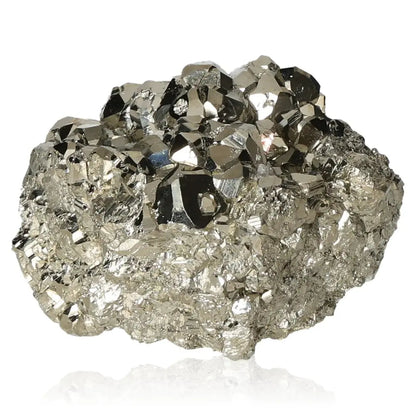 Glittering pyrite druze crystal showcasing its golden metallic luster, known for its resemblance to gold and symbolic prosperity properties.