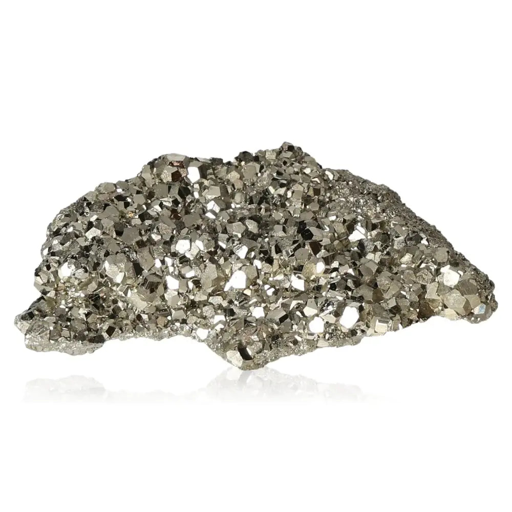 Sparkling pyrite druze with radiant metallic luster, resembling gold, known to symbolize abundance and prosperity.