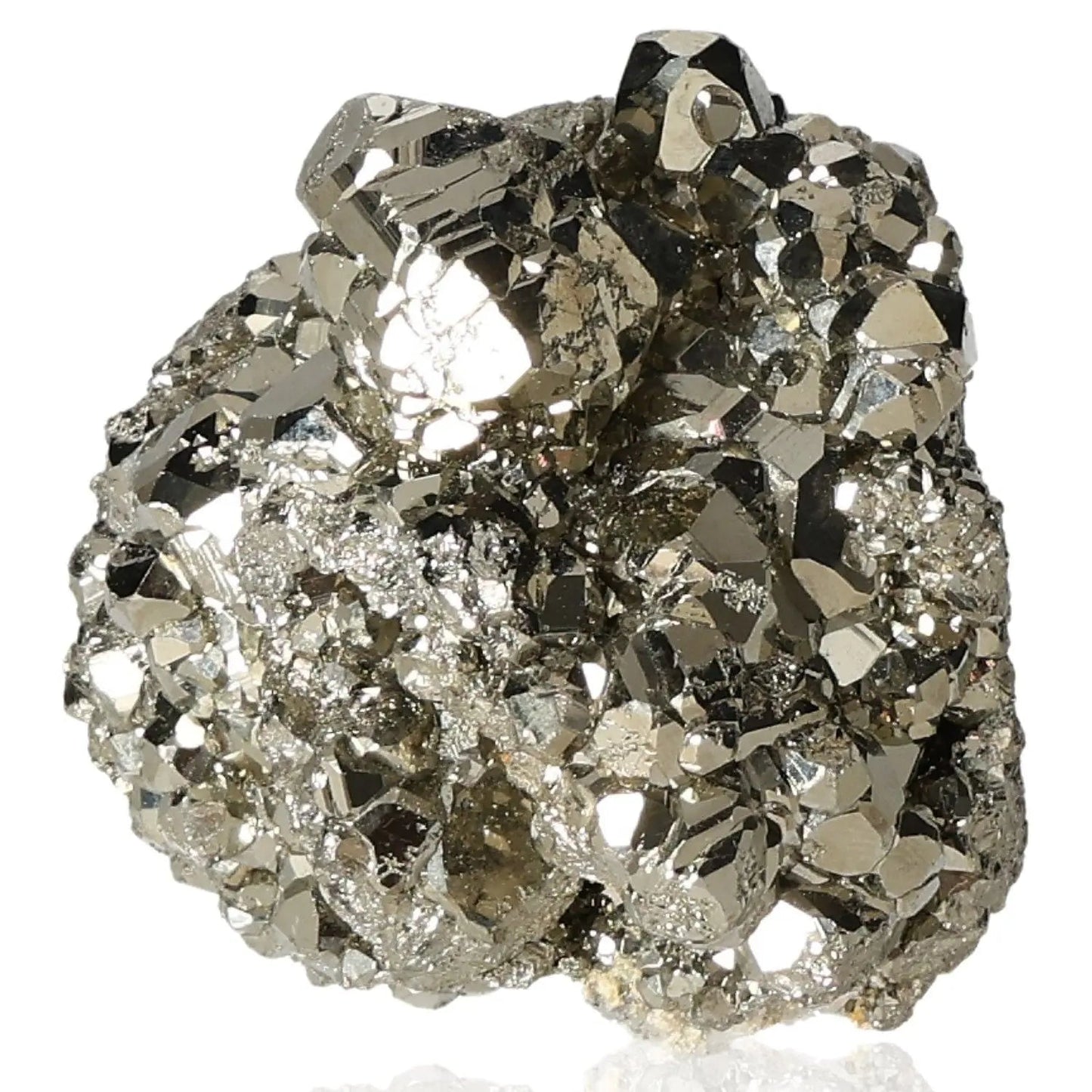 Glistening pyrite druze with golden hue and metallic luster, symbolizing abundance and prosperity.