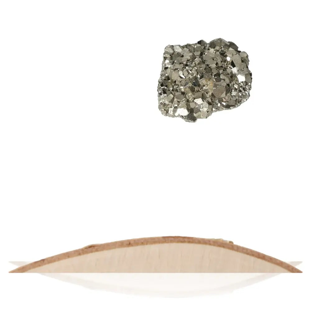 Floating pyrite druzy crystal with sparkling metallic luster, showcasing its golden hue, symbolizing abundance and prosperity.