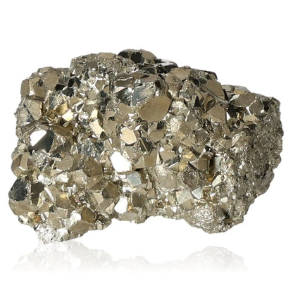 Golden pyrite druze mineral exemplifying Fool's Gold with metallic luster, symbolizing abundance, prosperity, and attracting wealth.