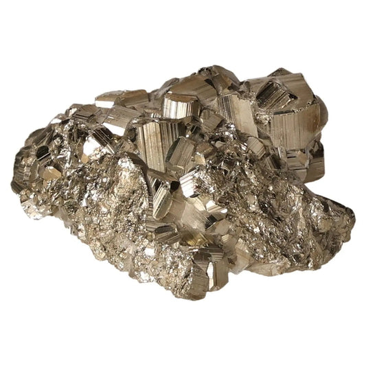 Golden pyrite druze with metallic luster resembling gold, symbolizing abundance and prosperity.