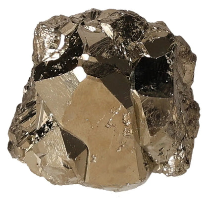 Close-up of a shimmering pyrite crystal with a golden metallic luster, known as Fool's Gold, symbolizing abundance and prosperity.