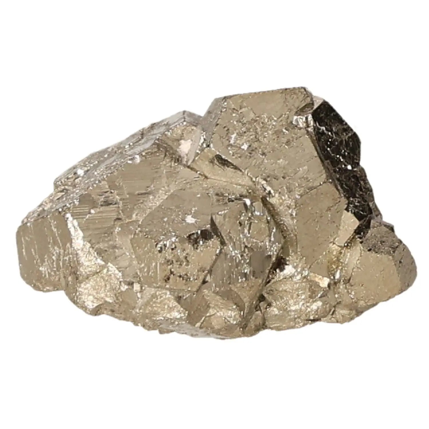 Golden pyrite druzy stone with metallic luster, known as Fool's Gold, symbolizing abundance and prosperity.