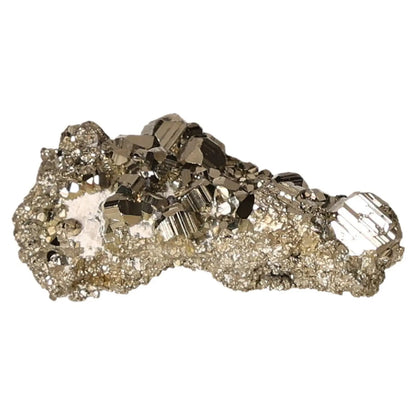 Pyrite druze mineral with radiant golden hue and metallic luster, known as Fool's Gold, symbolizing abundance and prosperity.