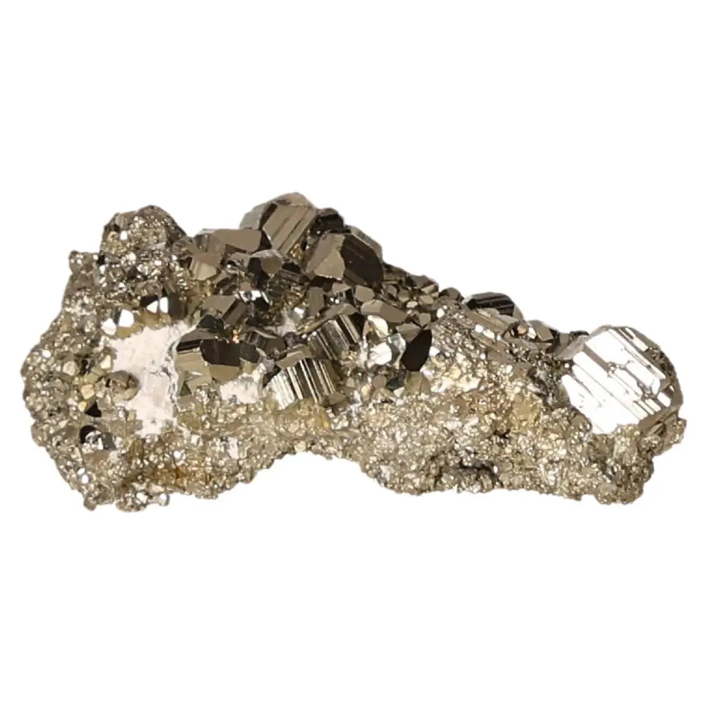 Radiant pyrite druze crystal with metallic luster, known as Fool's Gold, symbolizing abundance and prosperity.