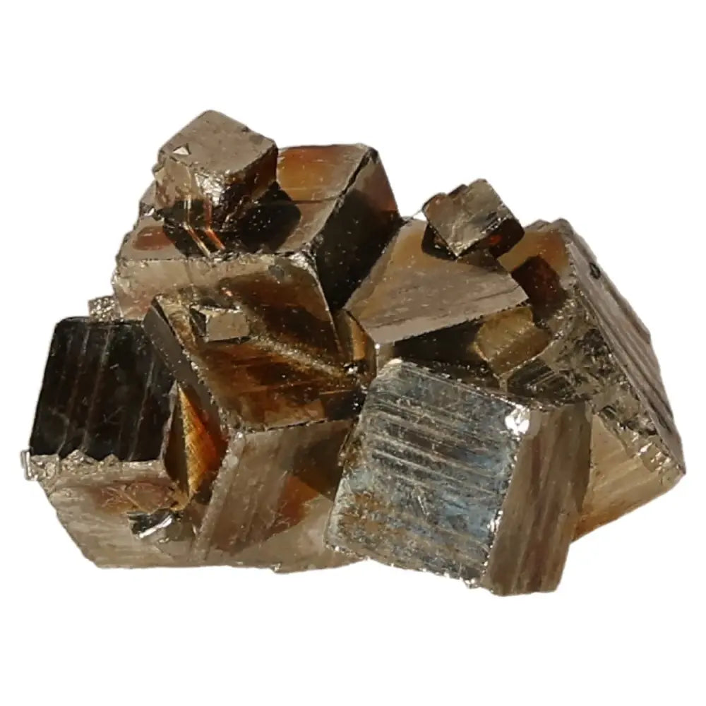 Cluster of pyrite druzes with radiant golden hue and metallic luster, known as Fool's Gold; symbolizing abundance and prosperity.
