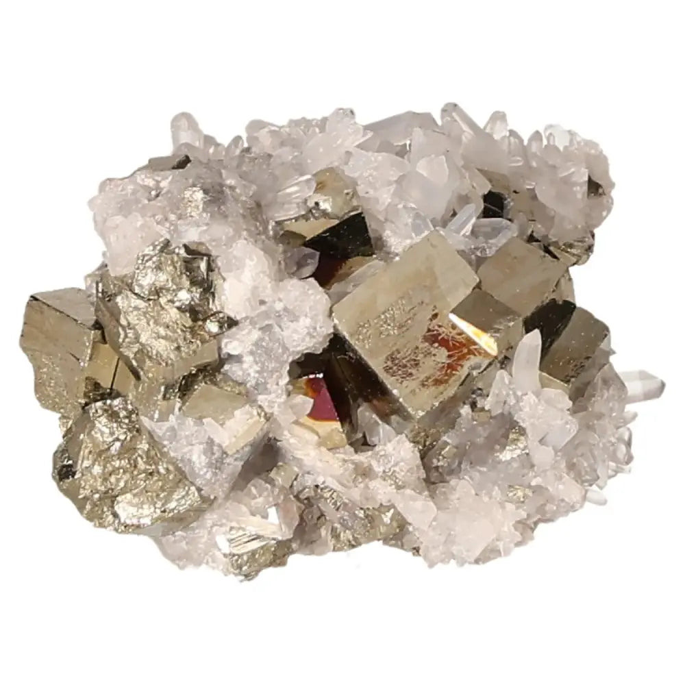 Sparkling pyrite druzy cluster showcasing a brilliant metallic luster and radiant golden hue, known for attracting wealth and prosperity.