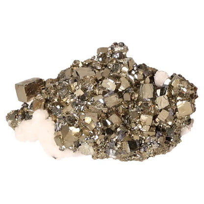 Close-up of sparkling pyrite druze showcasing its golden hue and metallic luster, resembling fool's gold. Ideal for abundance rituals.