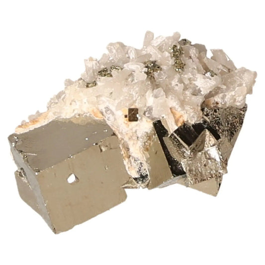 Close-up of radiant pyrite druze crystal cluster showcasing metallic luster and golden hue for abundance and prosperity.