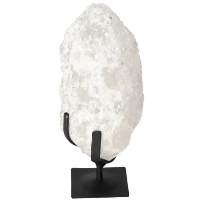 Quartz Crystal Bubble from Sylvia Crystals on metal stand, a premium handpicked spiritual tool for enhancing well-being.