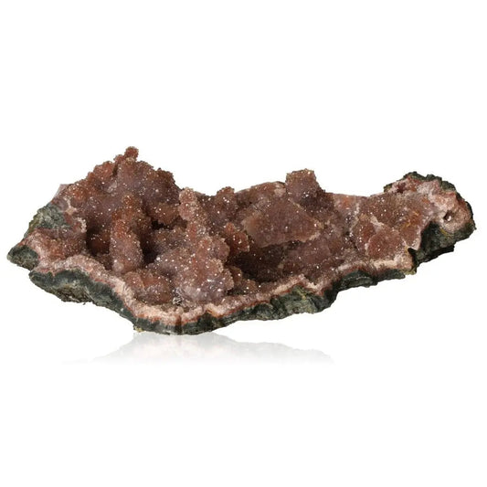 Rose-hued Quartz Druze crystal from Sylvia Crystals, showcasing sparkling druzy formations for spiritual and decorative enhancement.
