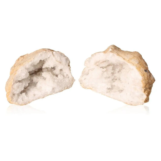 Quartz Geode (1200-2000g) showcasing rough exterior with sparkling crystalline interior, highlighting natural artistry and energy.