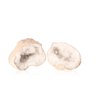 Quartz Geode weighing 900-1200g with rugged outer shell revealing cloudy white crystals, perfect for energy purification and amplification.