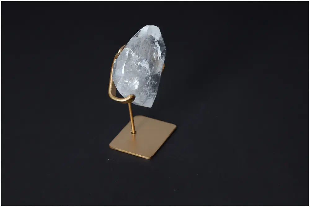 Quartz Geometric Heart on stand, a powerful clear quartz crystal for purification and neutralizing electromagnetic radiation.
