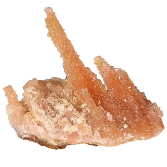 Quartz Stalactite crystal showcasing intricate layers and pink hue, symbolizing growth and energy, from Sylvia Crystals collection.