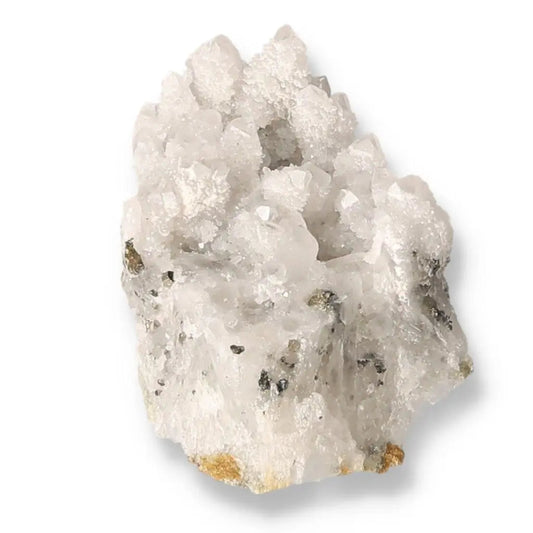 Natural quartz crystal cluster showcasing its unique texture and clarity.