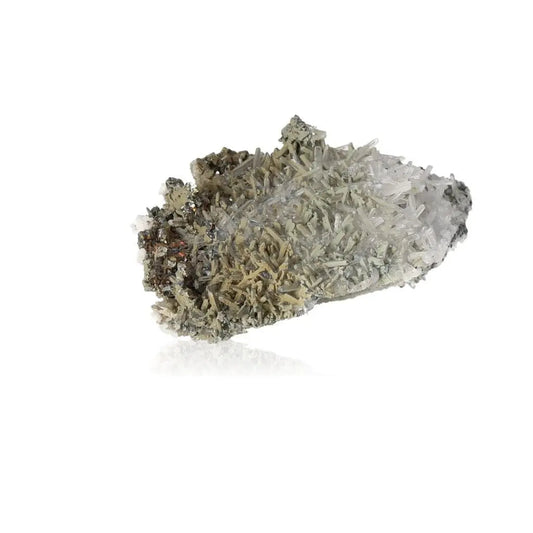 Natural quartz crystal showcasing unique textures and diverse colors, embodying timeless beauty and transformative energy.