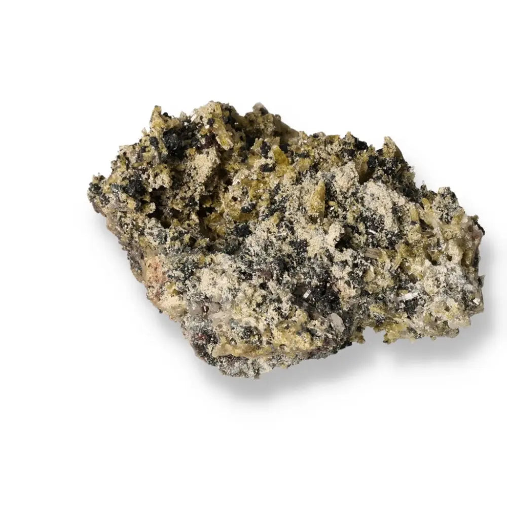 Quartz with Epidote crystal from Sylvia Crystals, enhancing energy and clarity through natural artistry.