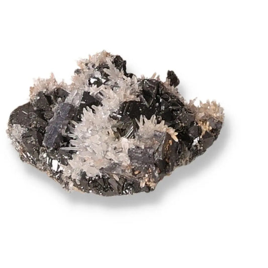 Quartz with Galena crystal showcasing metallic luster and transformative energy, ideal for elevating space and spirit.