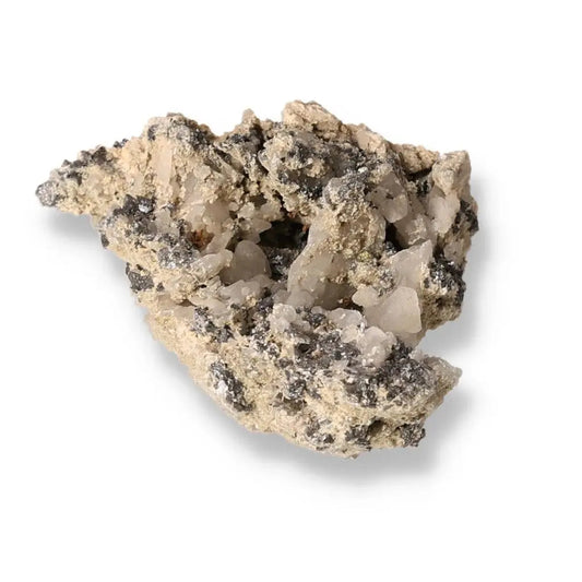 Quartz with Galena gemstone, showcasing elegant quartz crystals and grounding galena for spiritual seekers and collectors.