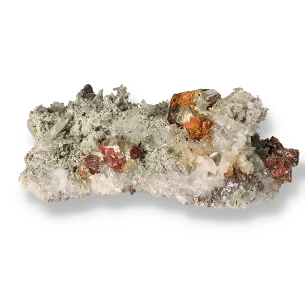 Quartz with Pyrite mineral displaying a golden luster, known as Fool's Gold, symbolizing abundance and prosperity.