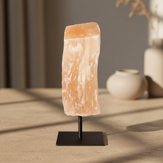 Selenit auf Metallständer