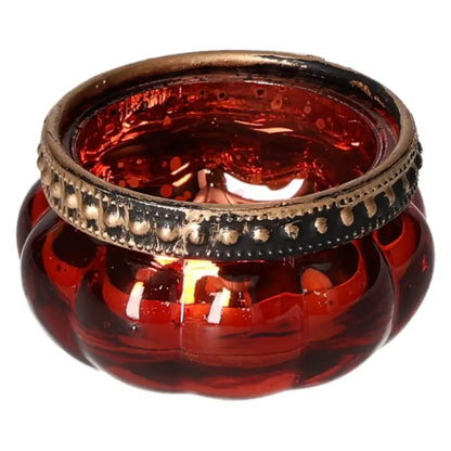 Red Candle Holder from Sylvia Crystals showcasing luxury and spirituality with a vibrant red hue and elegant design.