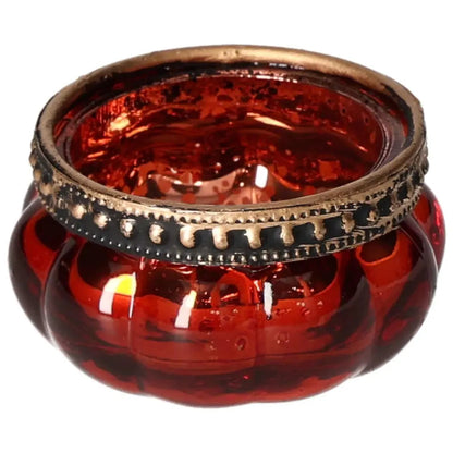 Luxurious red candle holder by Sylvia Crystals with intricate design, enhancing elegance and energy in any space.