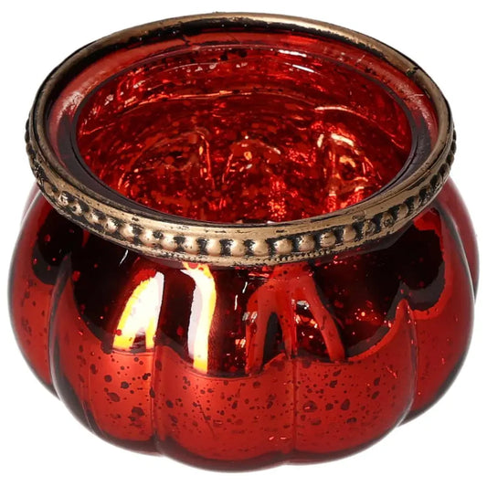 Red Glass Lantern from Sylvia Crystals with a vibrant hue, showcasing intricate design for elegant home decor.