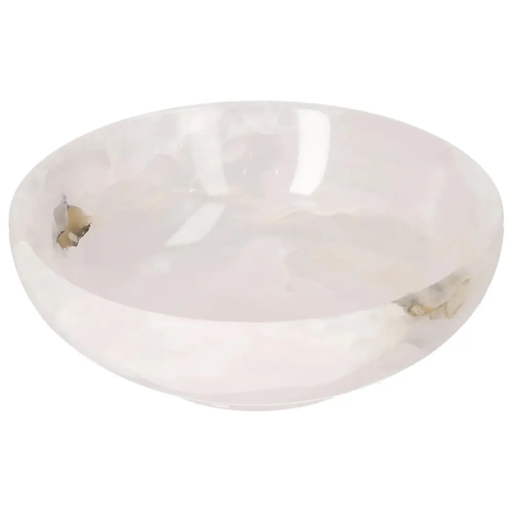 Rose Onyx Bowl with smooth, polished finish displaying delicate veining, adds elegance and sophistication to home décor.
