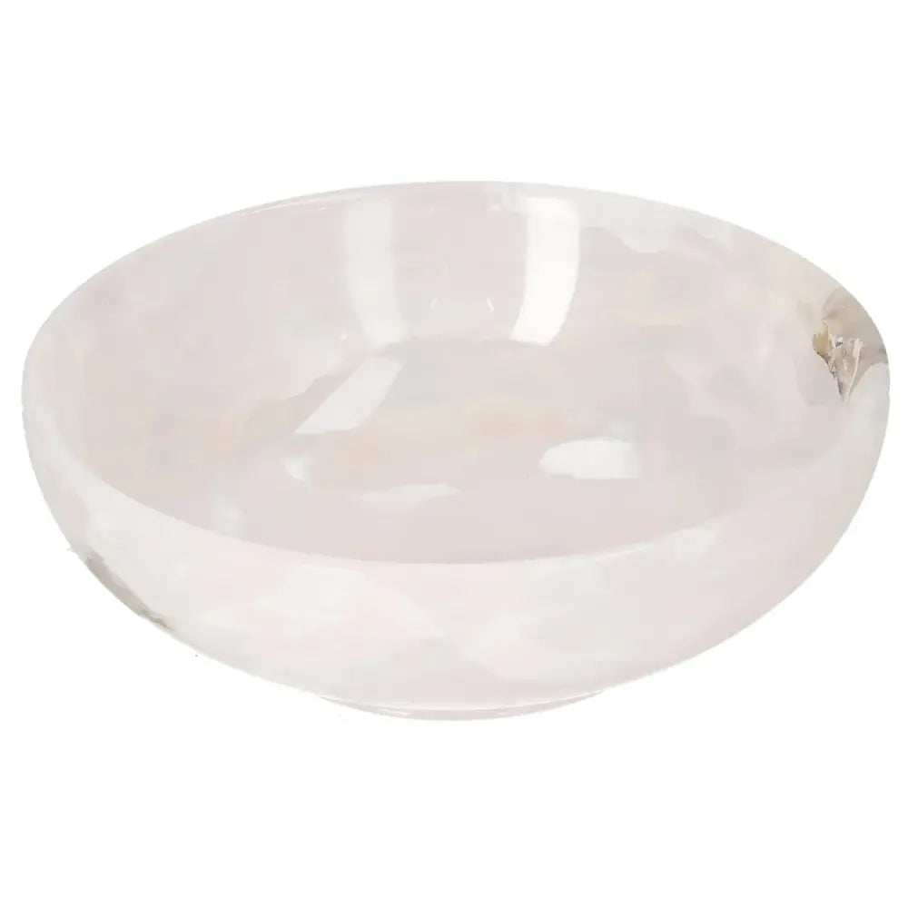 Rose Onyx Bowl with Polished Surface and Delicate Veining, Offering Elegance and Unique Design as Home Décor Accessory