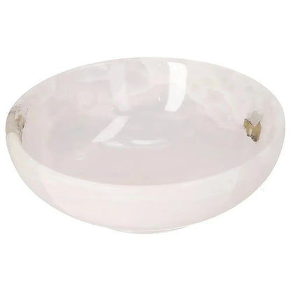 Rose Onyx Bowl with delicate veining and organic color, showcasing a polished surface that reflects light for a sophisticated décor accent.
