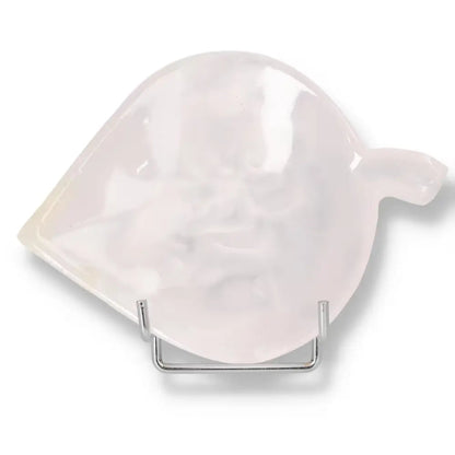 Rose Onyx Platter on display stand showcasing unique color variations and veining, elegant addition to any tablescape.